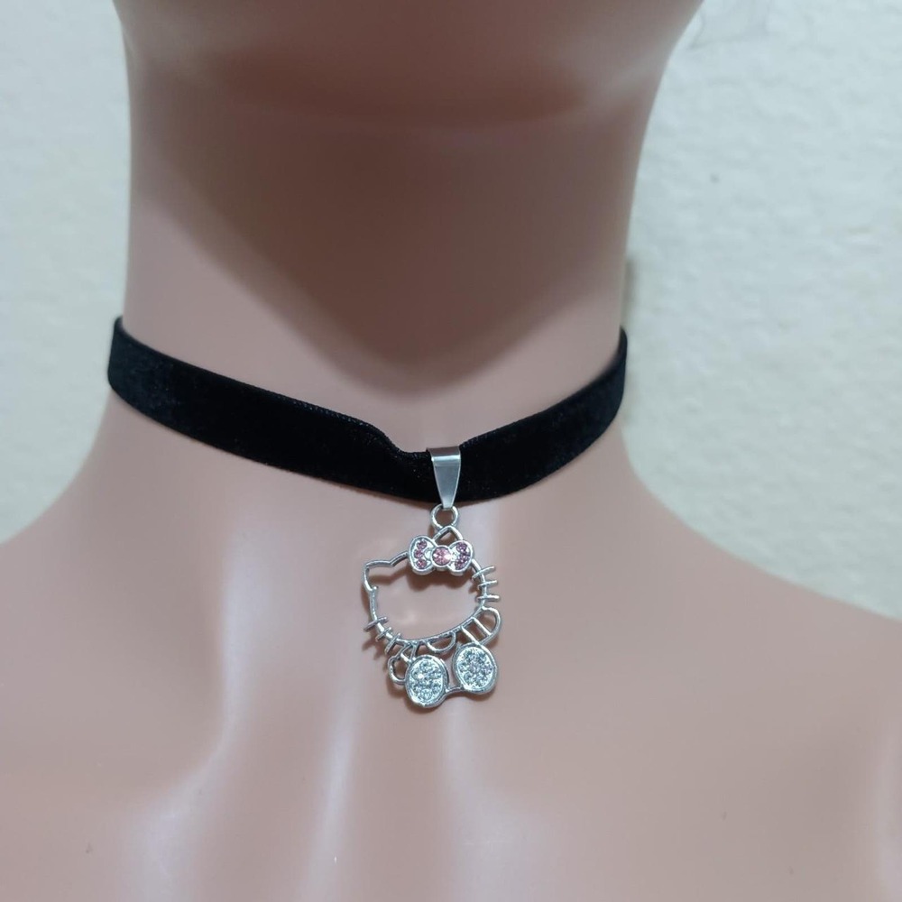 Silver tone pink bow hello - Picture 2 of 7